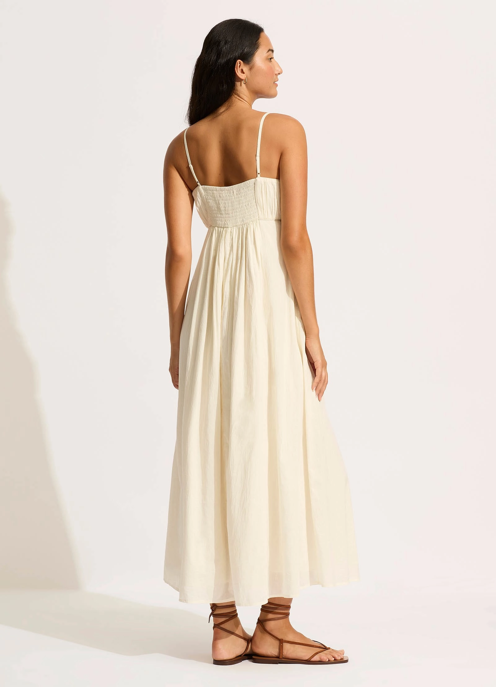Piped Maxi Dress - Ecru