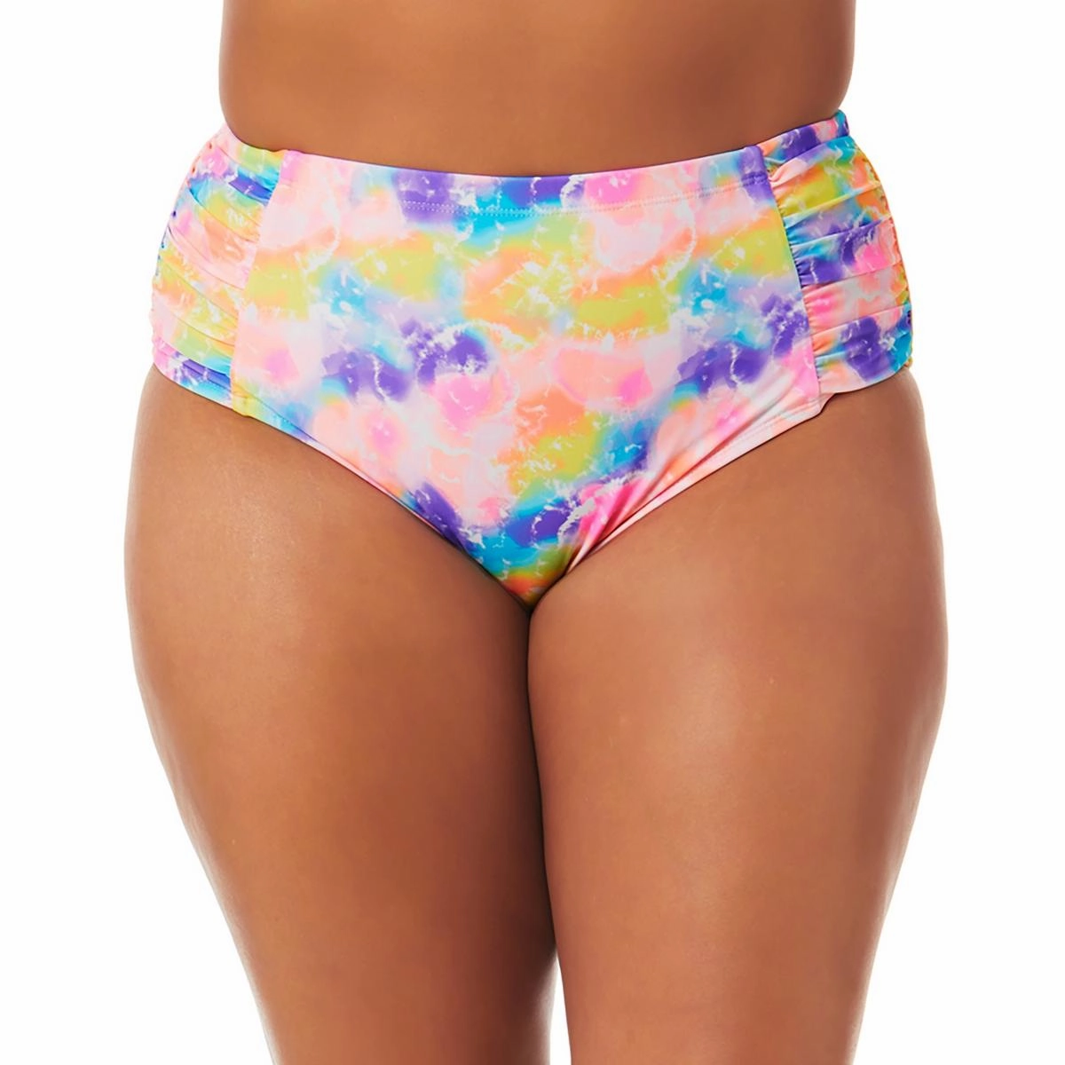 Plus Womens Tie-Dye High-Rise Swim Bottom Separates
