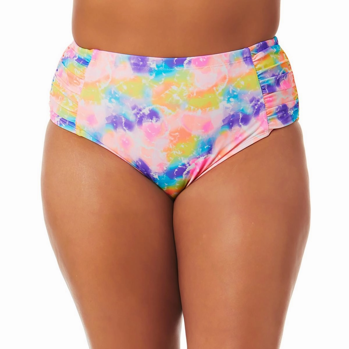 Plus Womens Tie-Dye High-Rise Swim Bottom Separates
