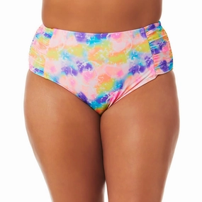 Plus Womens Tie-Dye High-Rise Swim Bottom Separates
