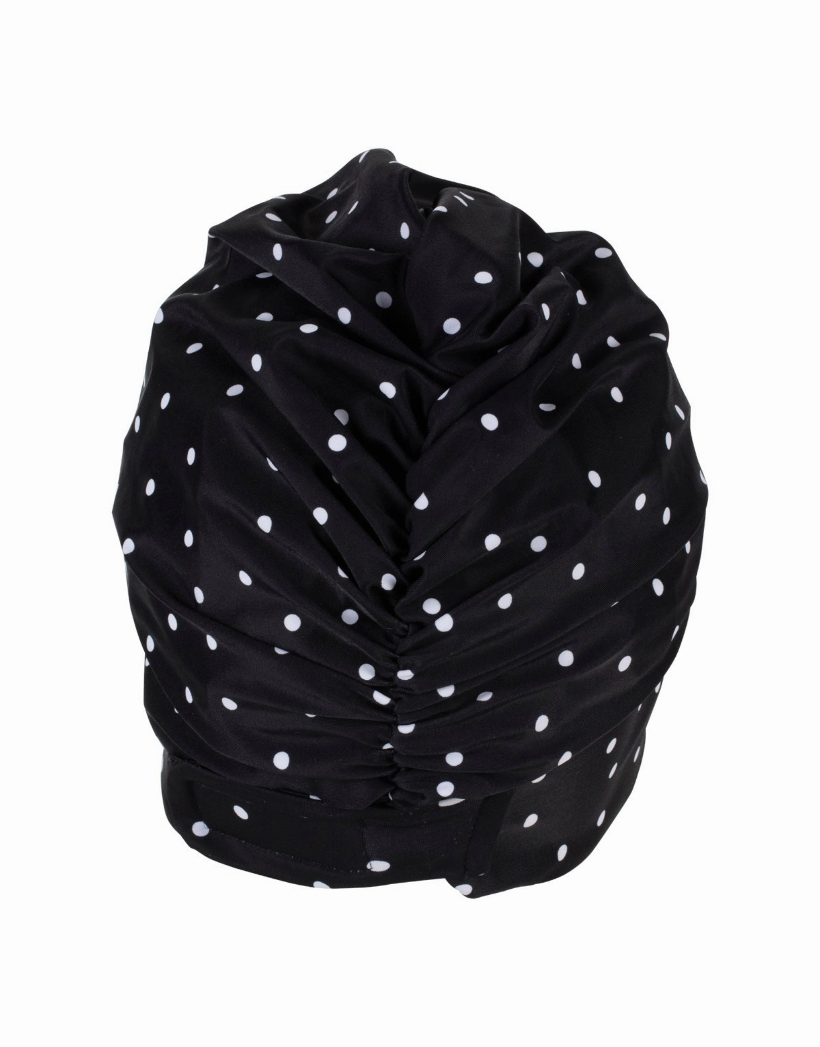 Polka Dot Fabric Swim Cap - Black/White