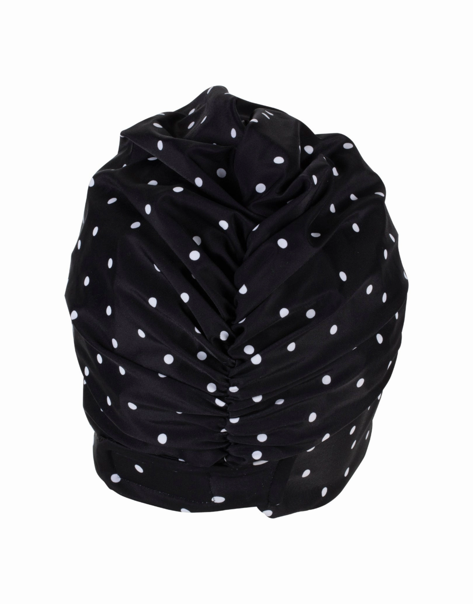 Polka Dot Fabric Swim Cap - Black/White
