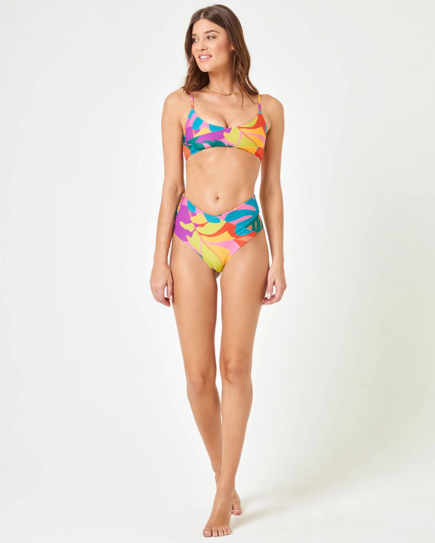 Printed High Tide Bikini Top - Copacabana