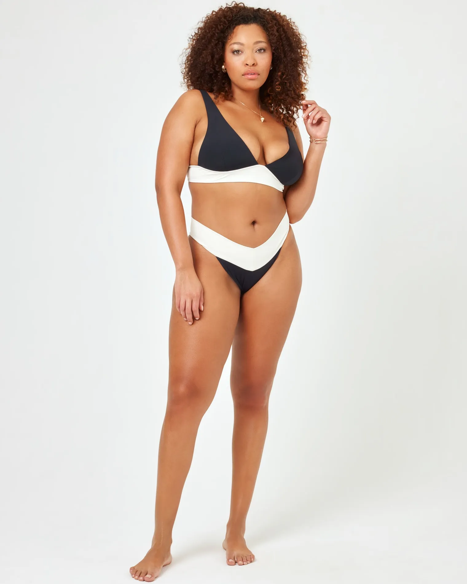 Quinn Bikini Bottom - Black-Cream