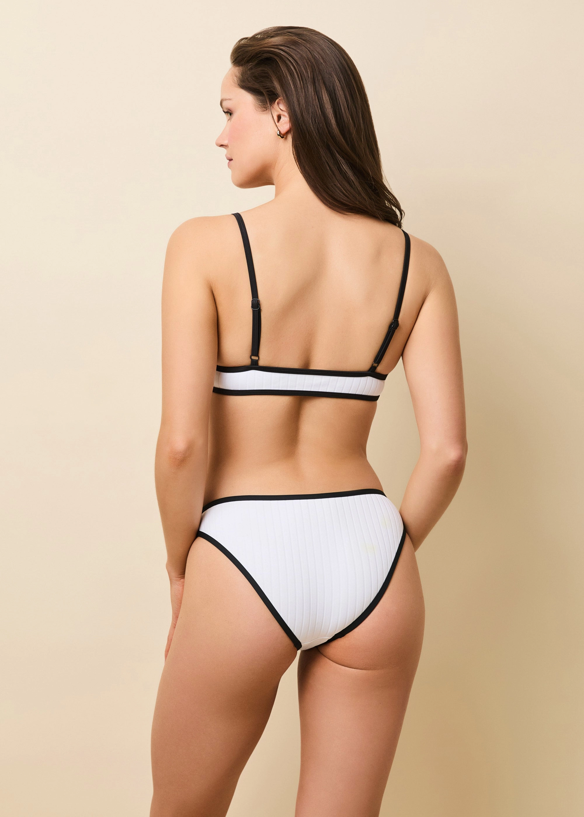 Rachel Ribbed Bikini Top Optic White / Noir