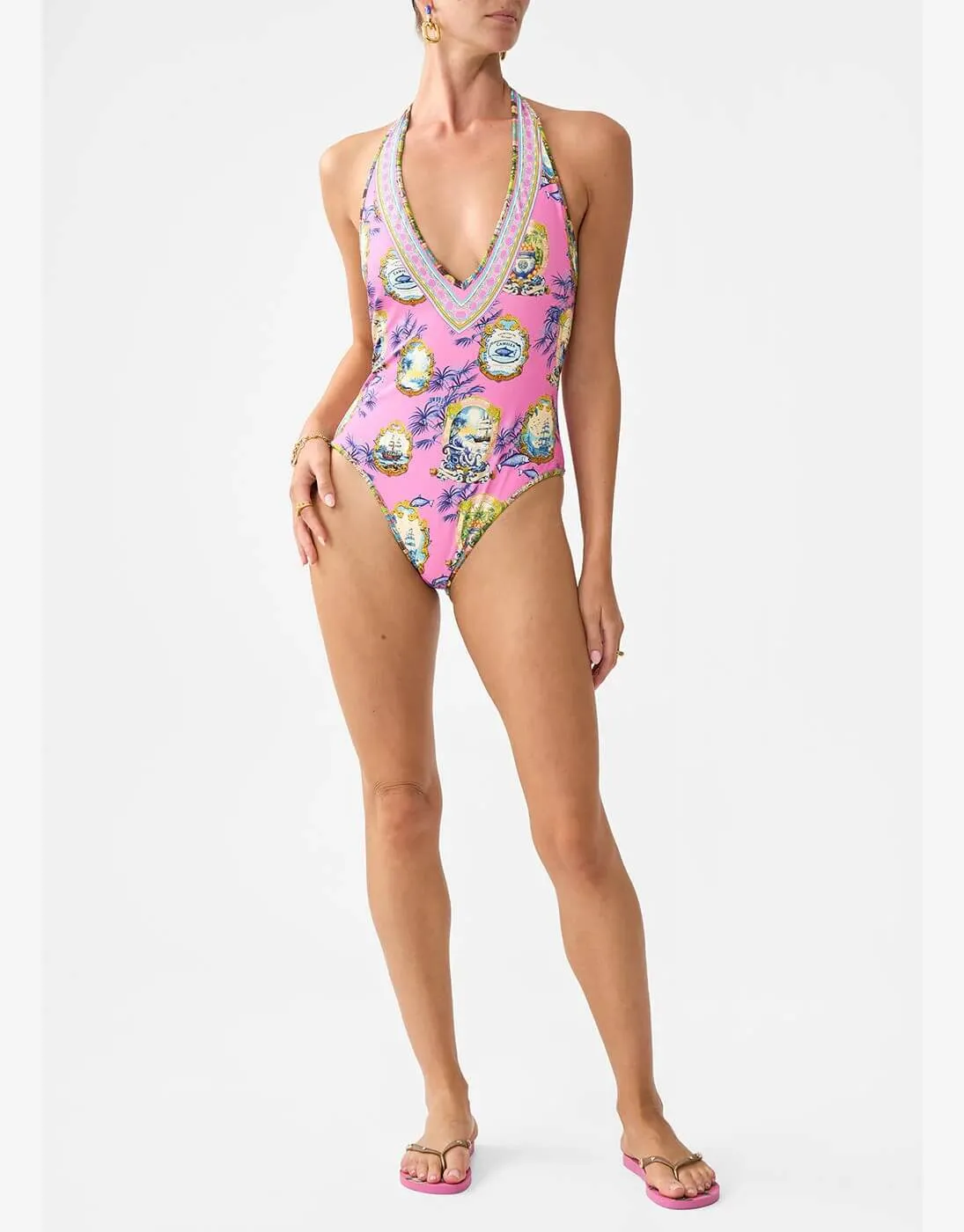Reversible Bind Edge Halter One Piece, Salty Splendor