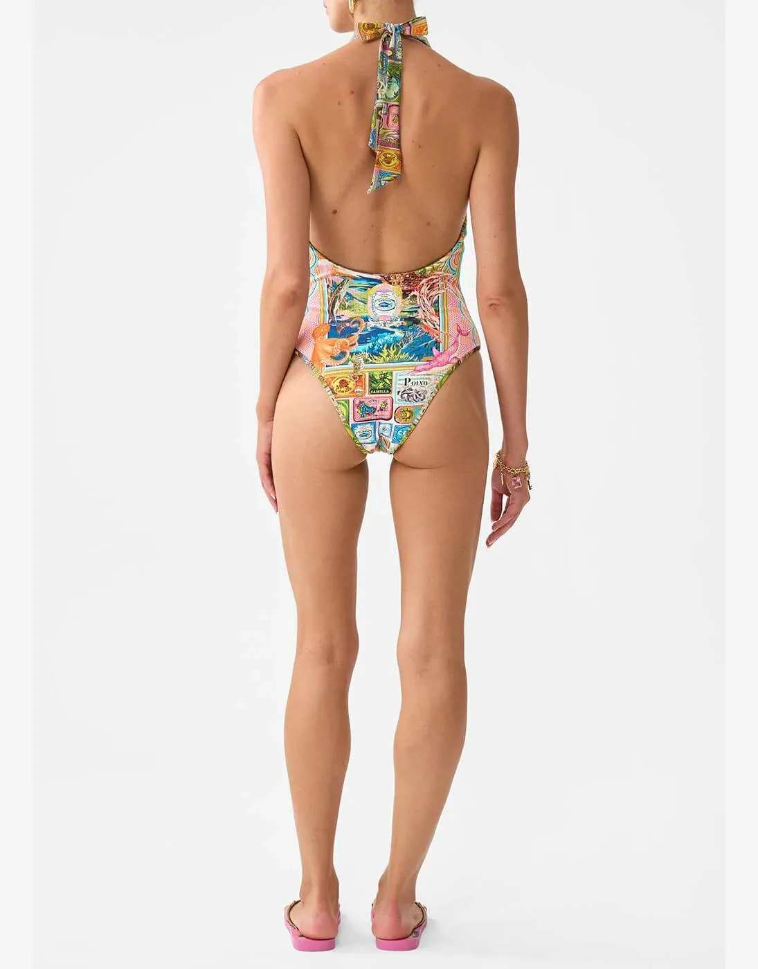 Reversible Bind Edge Halter One Piece, Salty Splendor