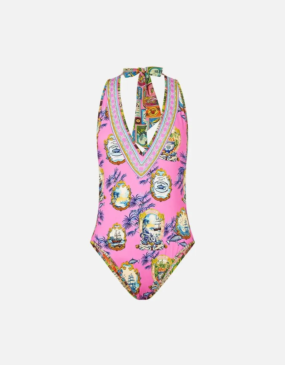 Reversible Bind Edge Halter One Piece, Salty Splendor