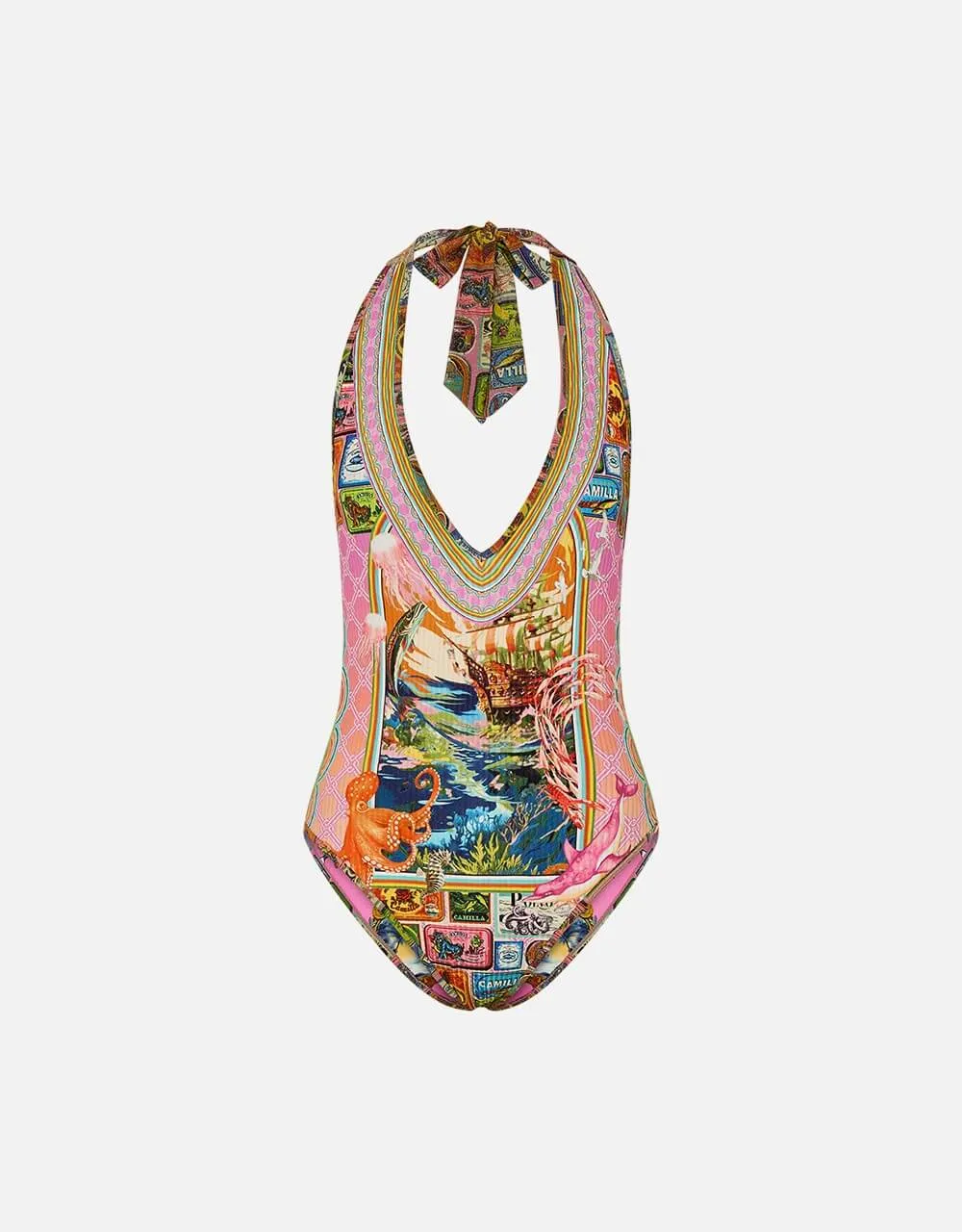 Reversible Bind Edge Halter One Piece, Salty Splendor