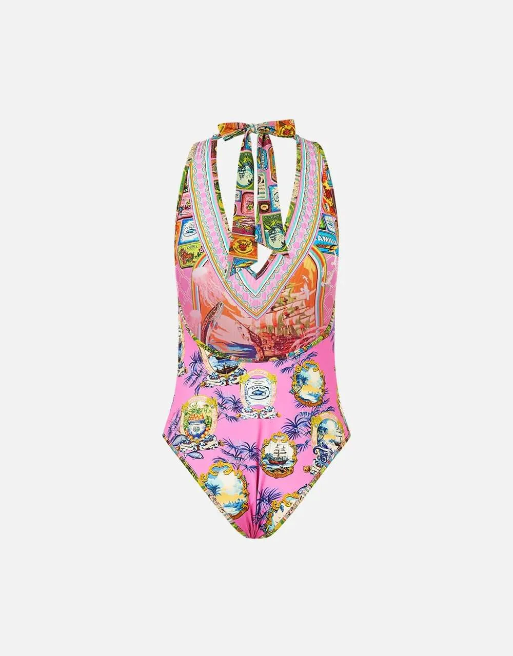 Reversible Bind Edge Halter One Piece, Salty Splendor