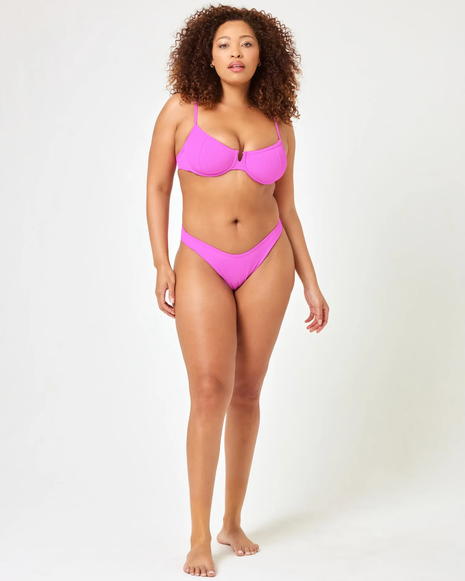 Ribbed Dominic Bikini Bottom - Bright Fuchsia