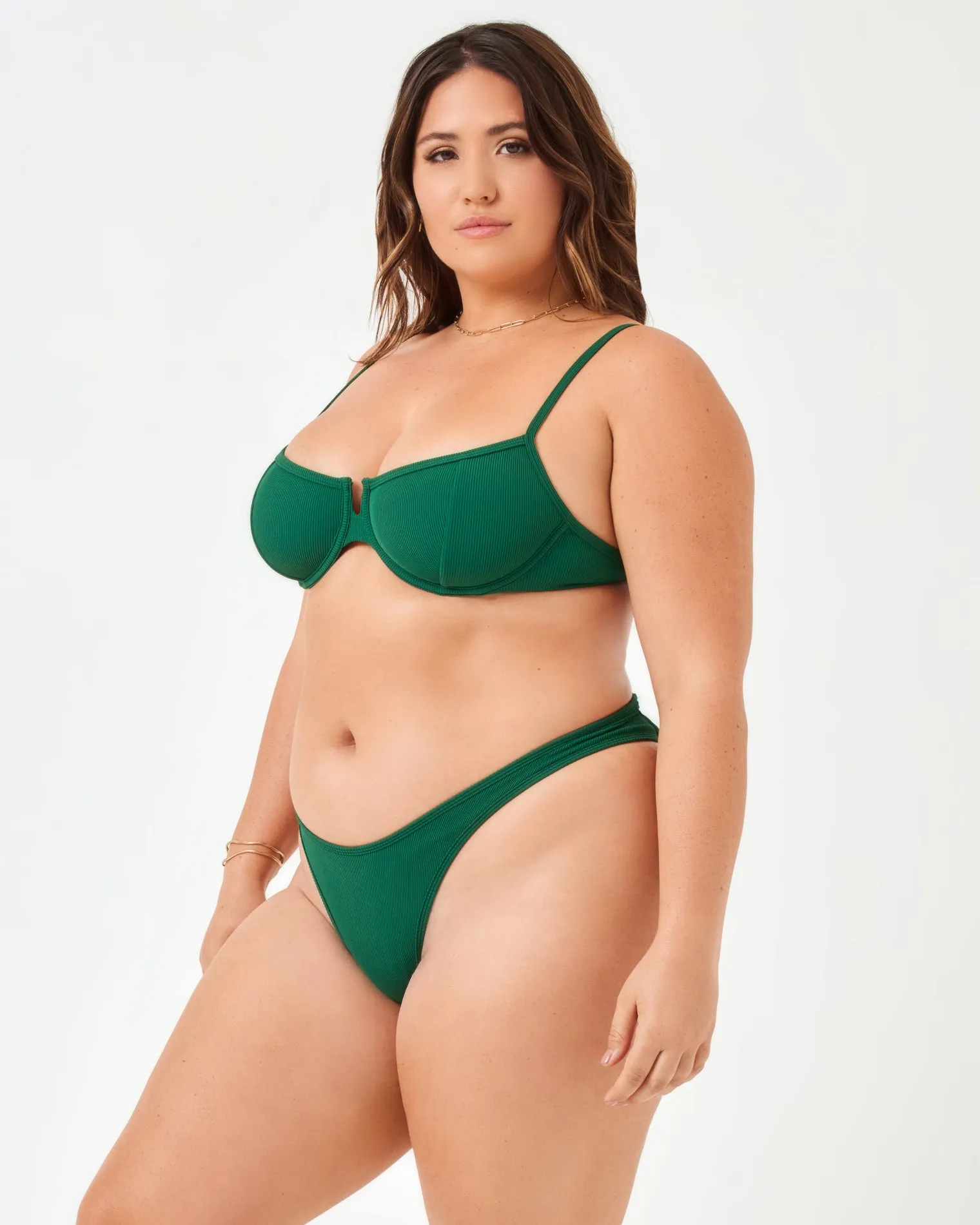 Ribbed Dominic Bikini Bottom - Emerald