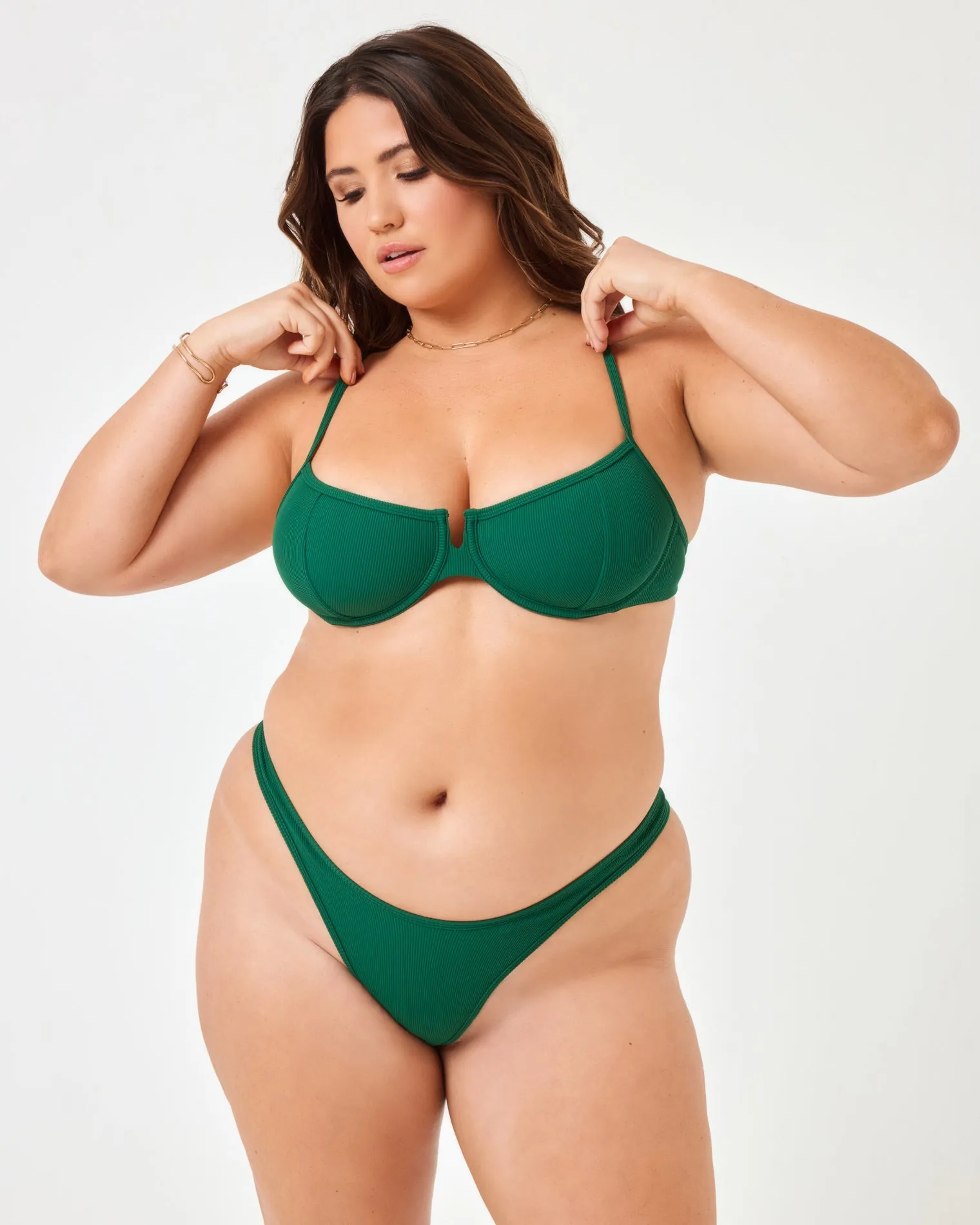 Ribbed Dominic Bikini Bottom - Emerald