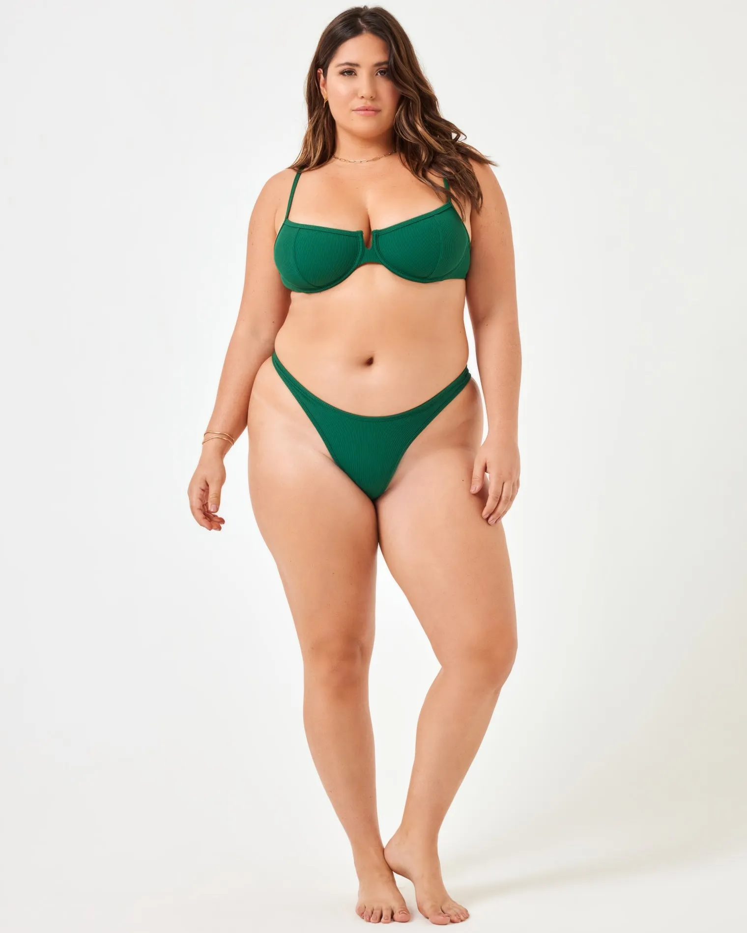 Ribbed Dominic Bikini Bottom - Emerald