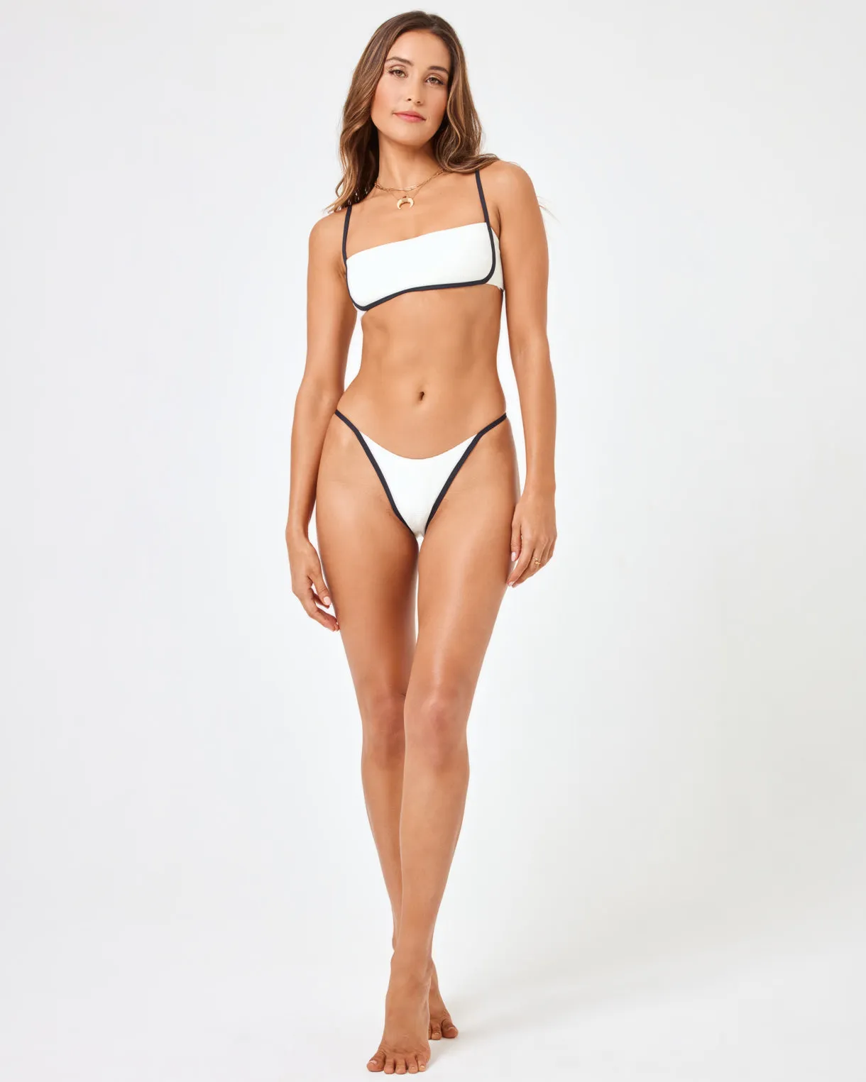 Ribbed Jay Bikini Bottom - Cream Black