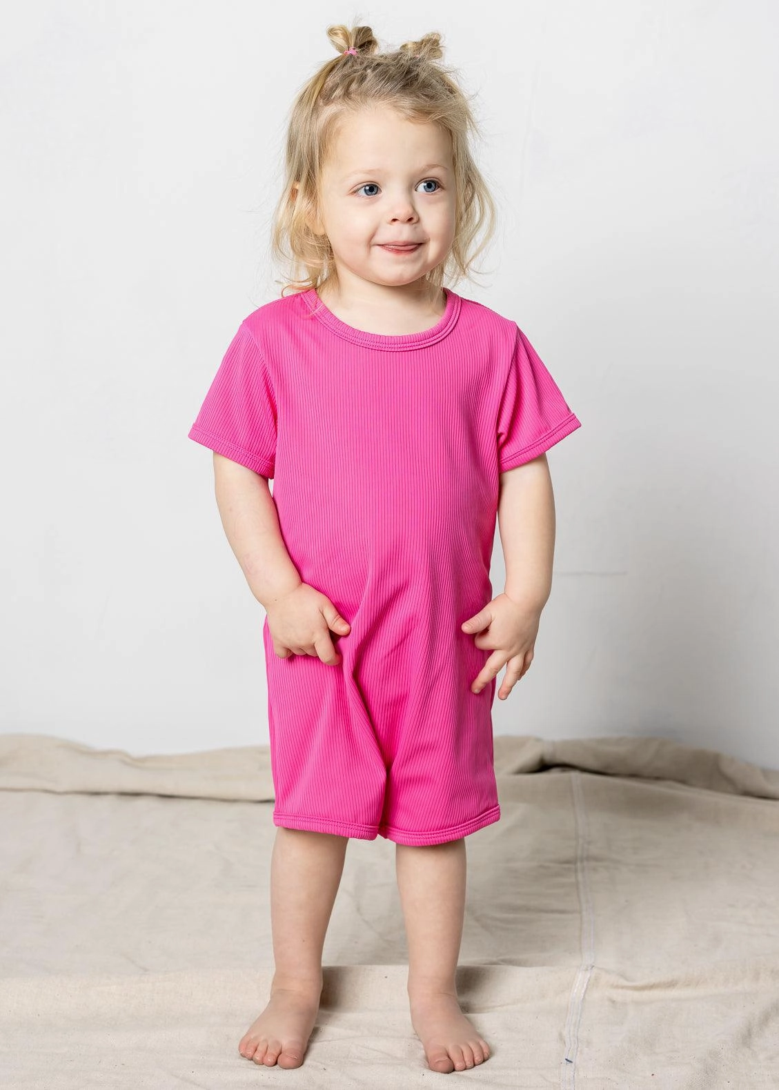Ribbed Azalea Pink | Mini Shorties Rashguard (Unisex)