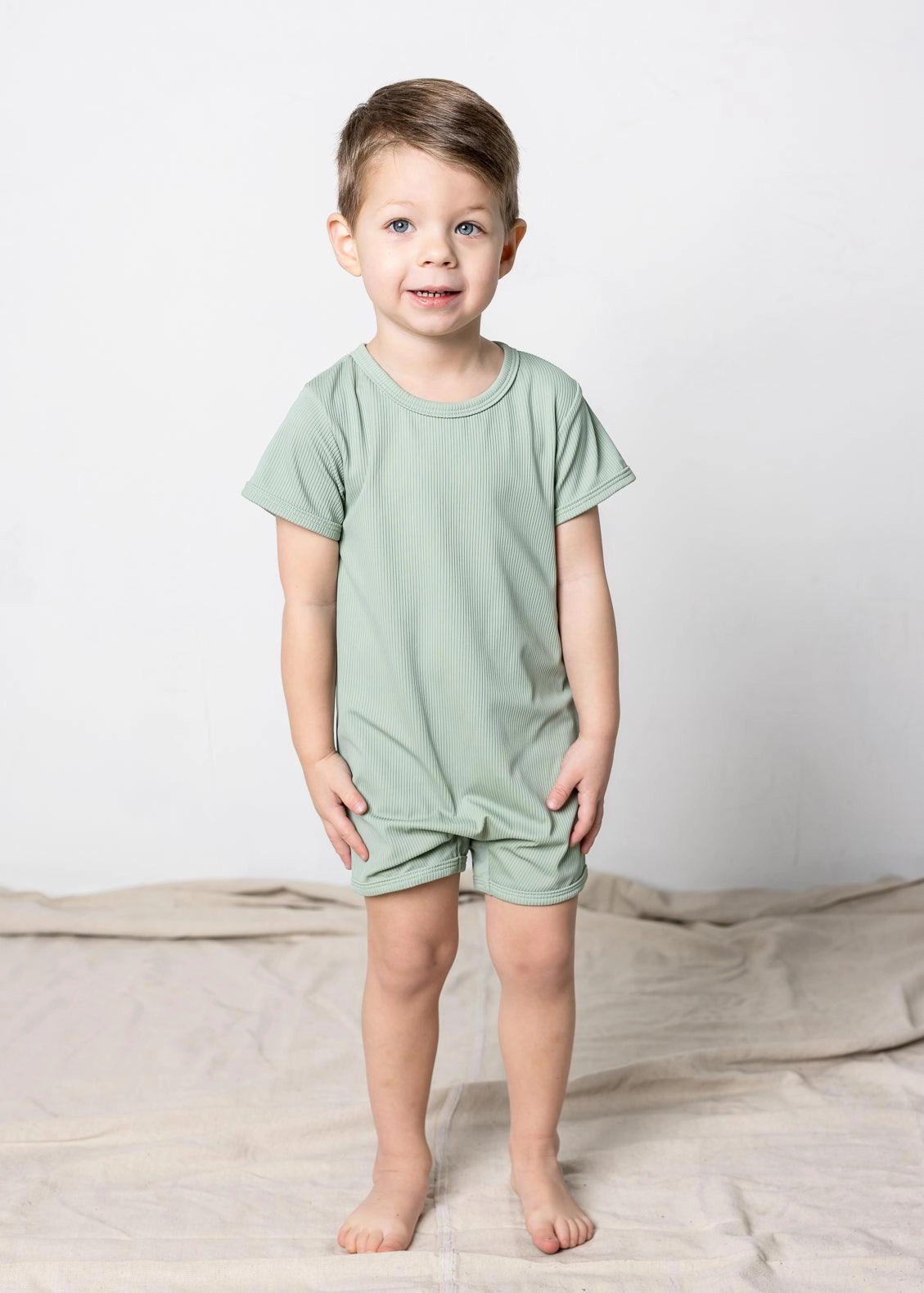 Ribbed Sage | Baby Shorties Rashguard (Unisex)
