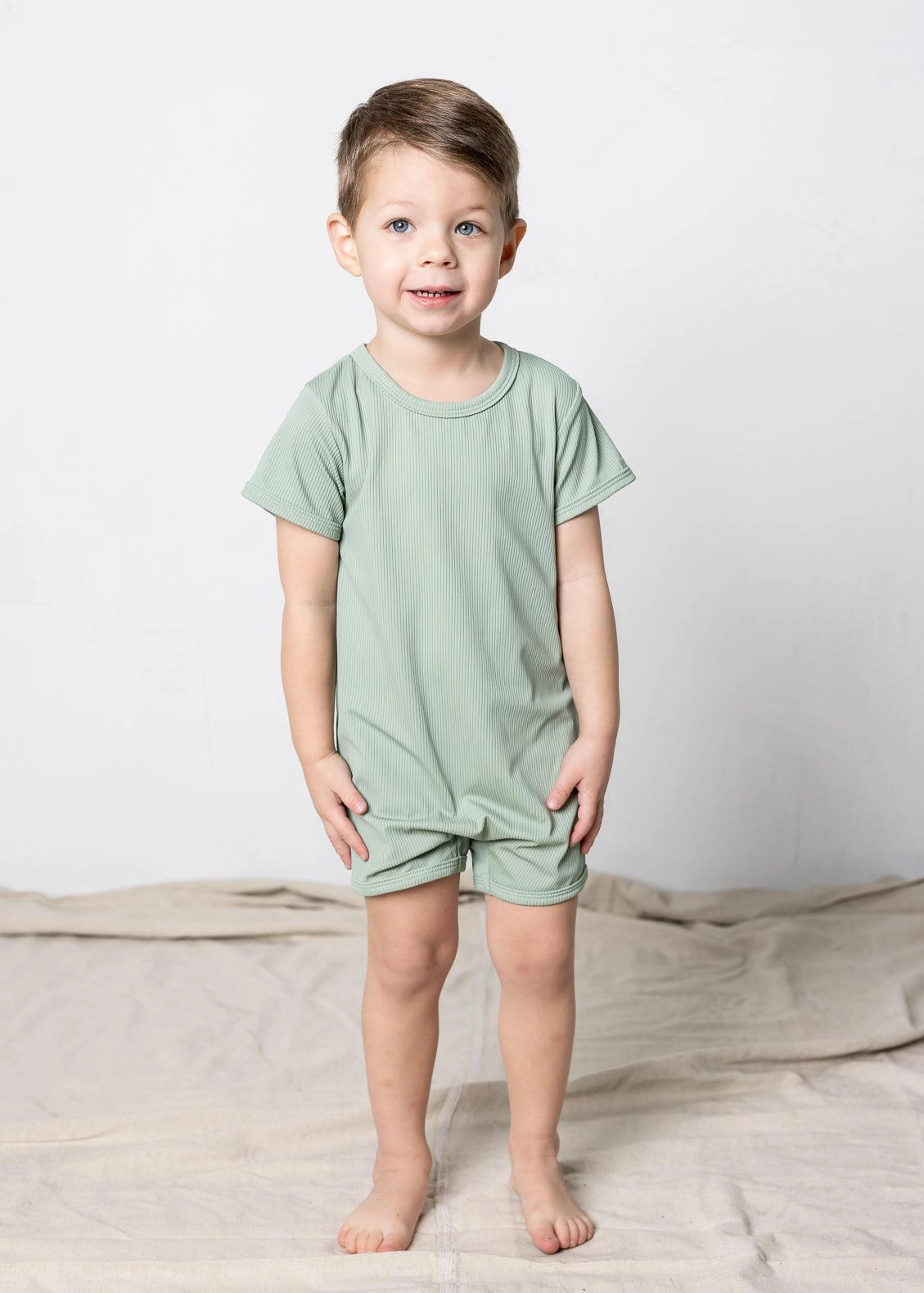 Ribbed Sage | Mini Shorties Rashguard (Unisex)