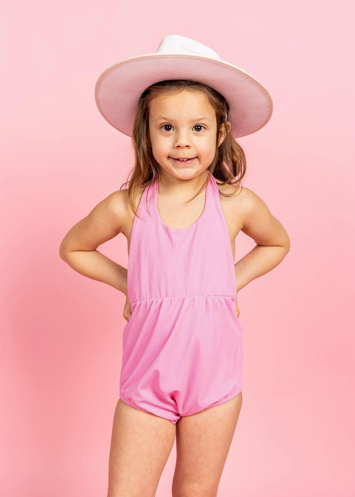 Ribbed Sweet Pink | Mini Romper One-Piec