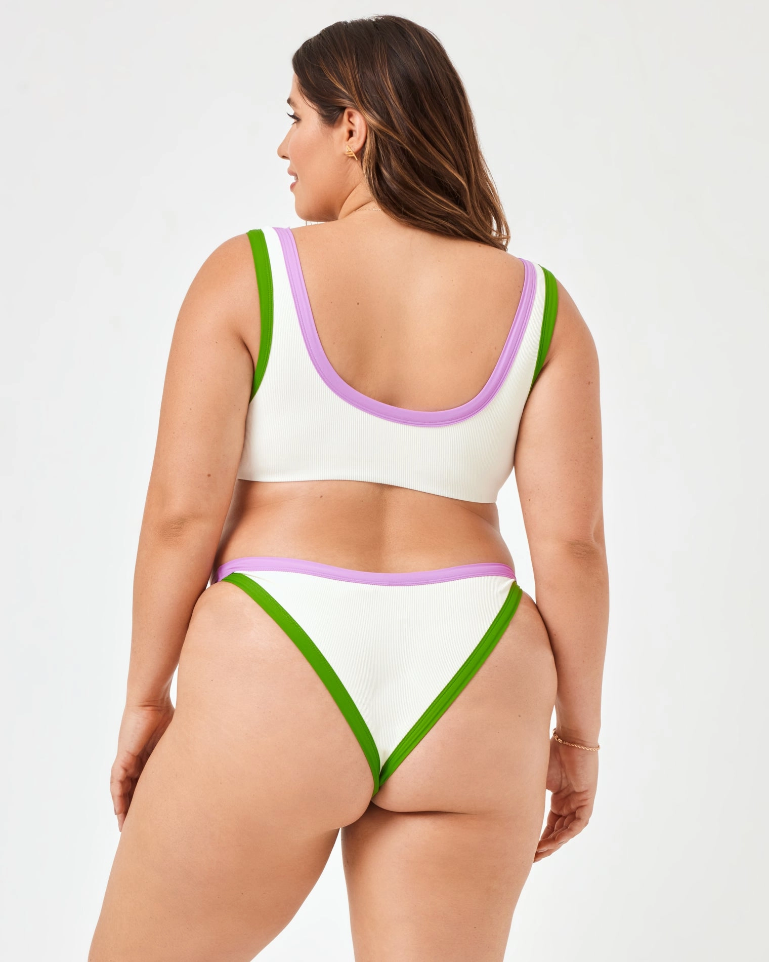Ribbed Vacay Bikini Bottom - Cream-Jewel-Palm