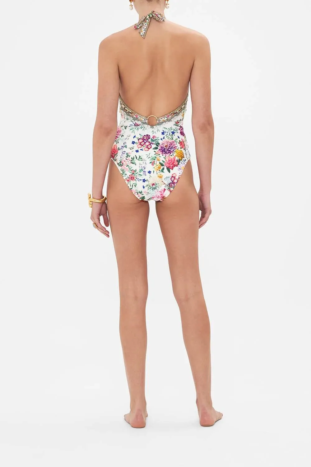 Ring Detail Plunge V One Piece, Plumes And Parterres