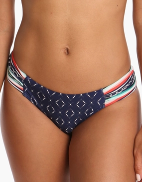 Riviera Gathered Side Bikini Bottom - Ink/White