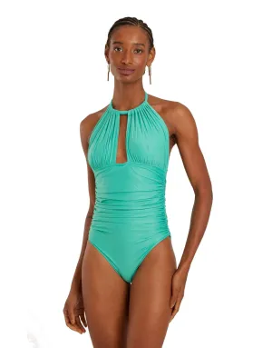 Ruched Adjustable Halter One Piece Atlantis