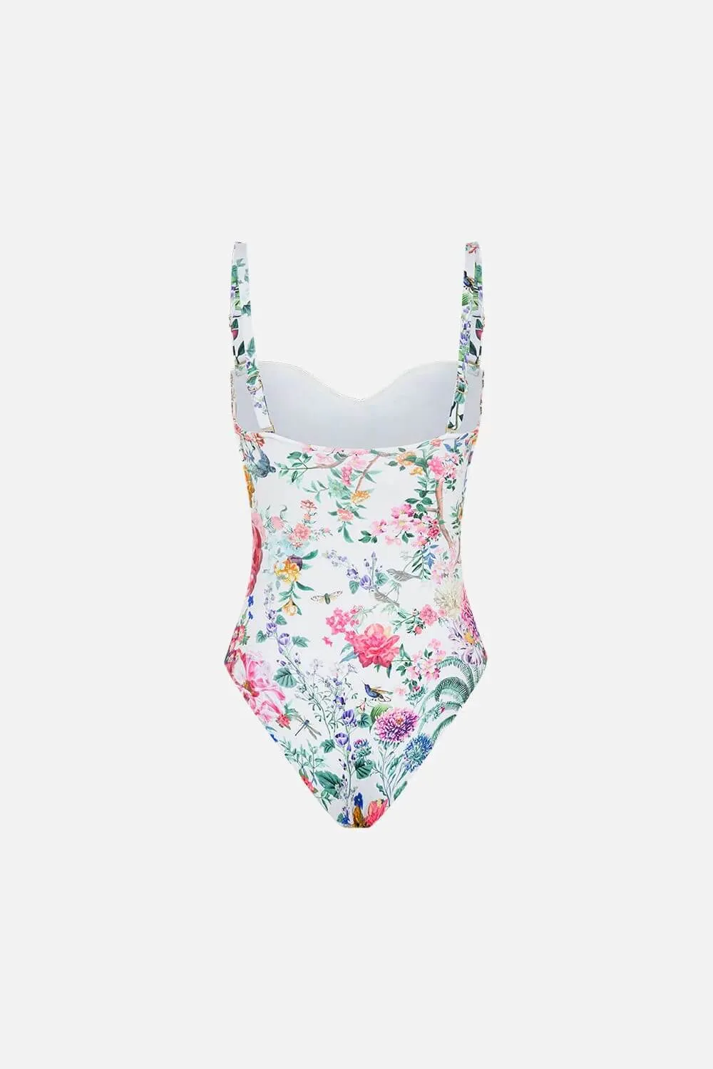 Ruched Cup Underwire One Piece, Plumes And Parterres