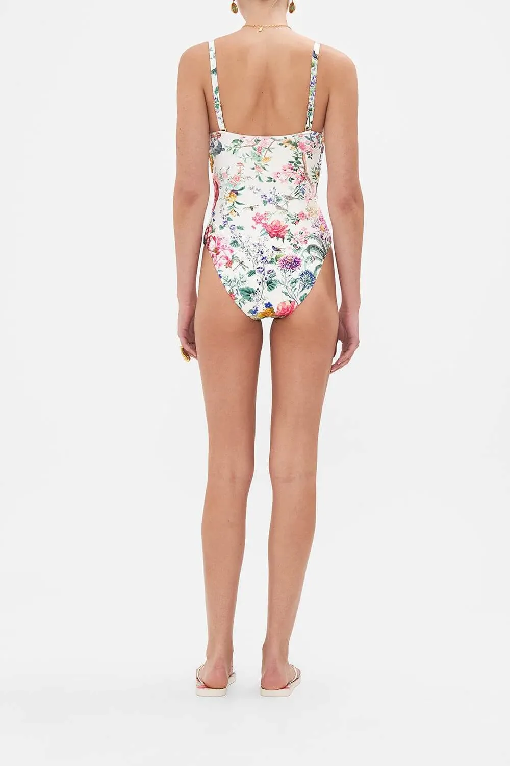 Ruched Cup Underwire One Piece, Plumes And Parterres