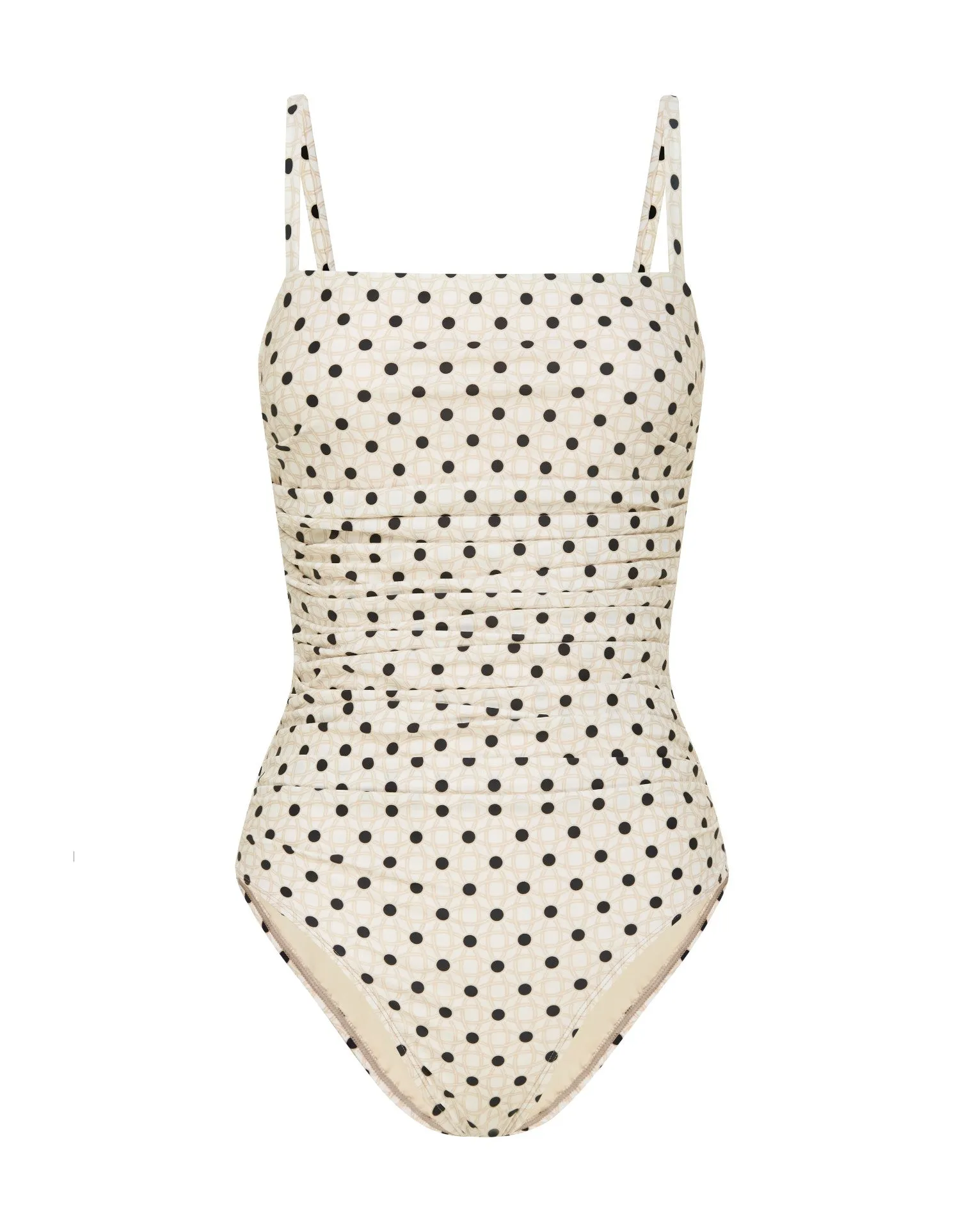 Ruched One Piece Swimsuit, Many Moons Dot Print, Removable Cups