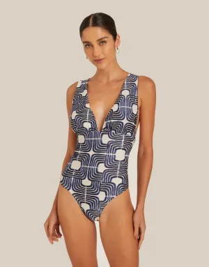 Ruched V Neck One Piece Paros