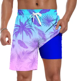 Sailwind Men Swim Trunks with Compression Liner 9" Beach Shorts Quick Dry with Zipper Pockets Board Shorts
