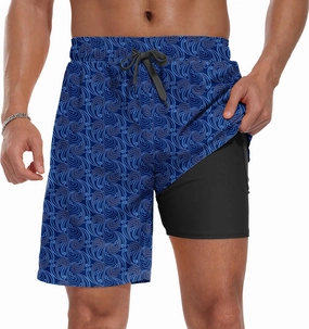 Sailwind Men Swim Trunks with Compression Liner 9" Beach Shorts Quick Dry with Zipper Pockets Board Shorts