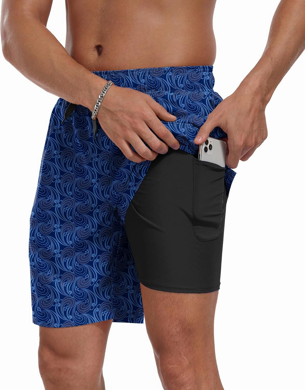 Sailwind Men Swim Trunks with Compression Liner 9" Beach Shorts Quick Dry with Zipper Pockets Board Shorts
