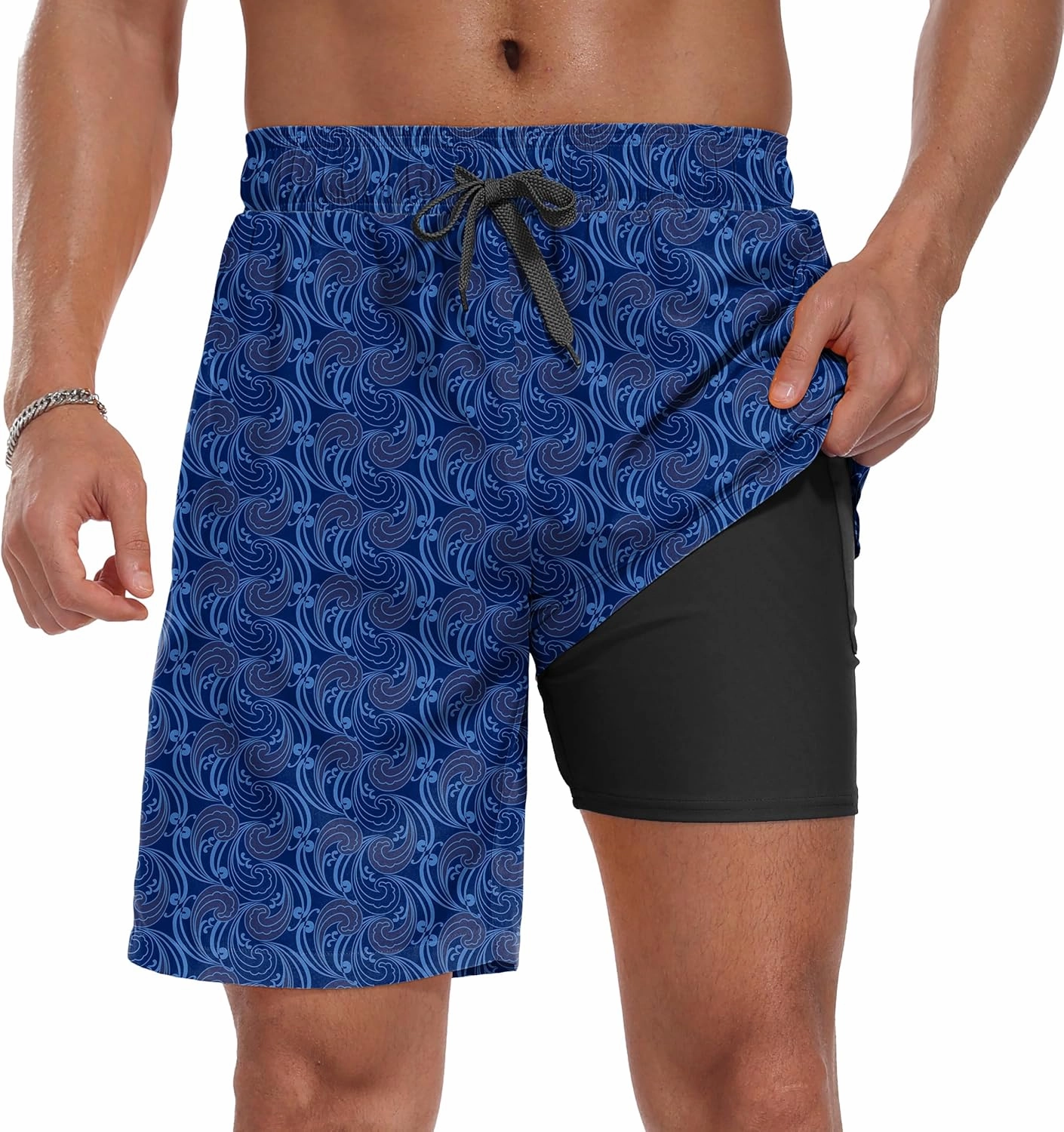 Sailwind Men Swim Trunks with Compression Liner 9" Beach Shorts Quick Dry with Zipper Pockets Board Shorts