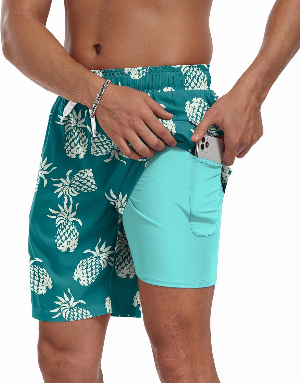 Sailwind Men Swim Trunks with Compression Liner 9" Beach Shorts Quick Dry with Zipper Pockets Board Shorts