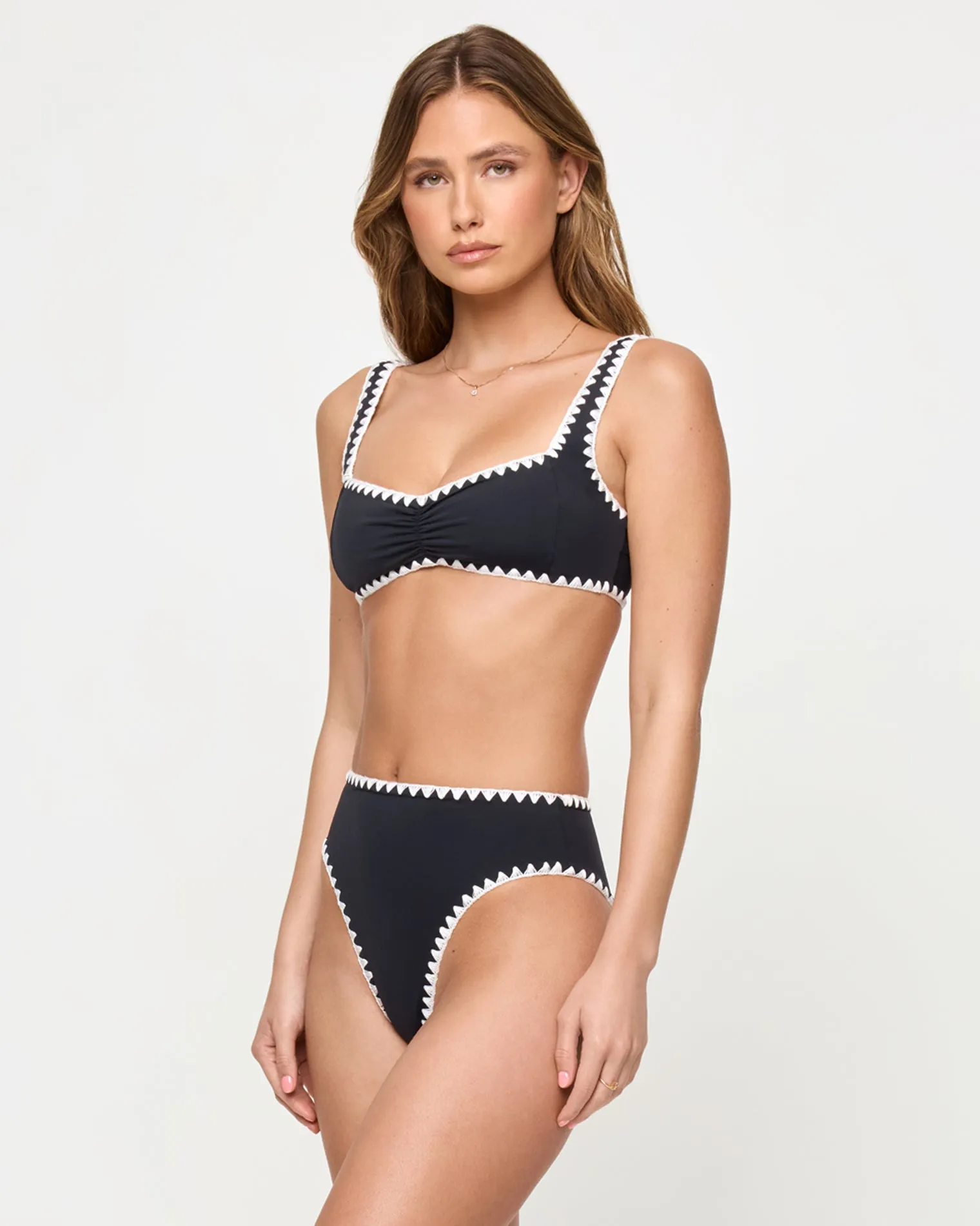Savannah Bikini Bottom - Black-Cream