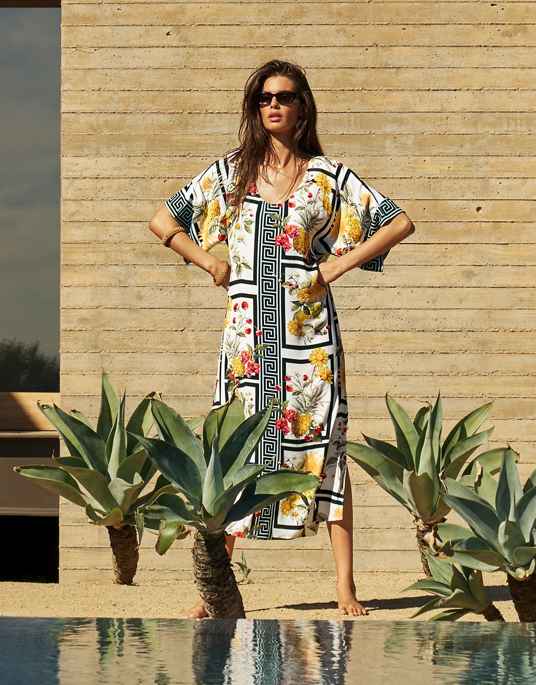 Scenery Maxi Kaftan - Monochrome Garden
