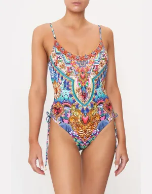 Scoop Neck Lace Up Side One Piece, Lucky Charms, B-C Cup