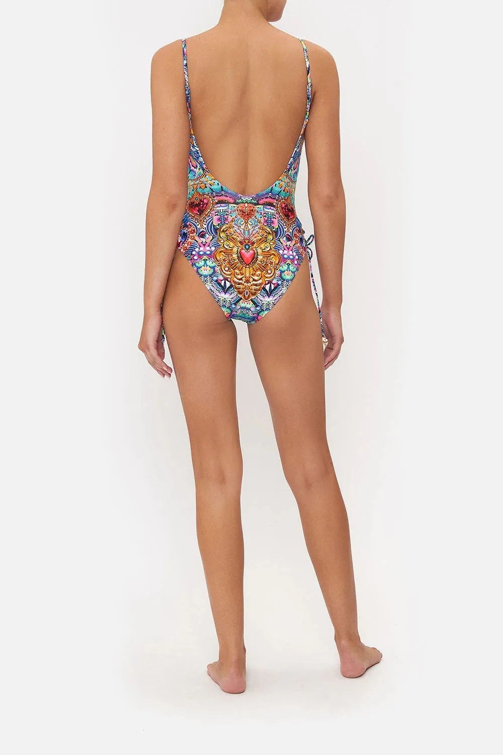 Scoop Neck Lace Up Side One Piece, Lucky Charms, B-C Cup