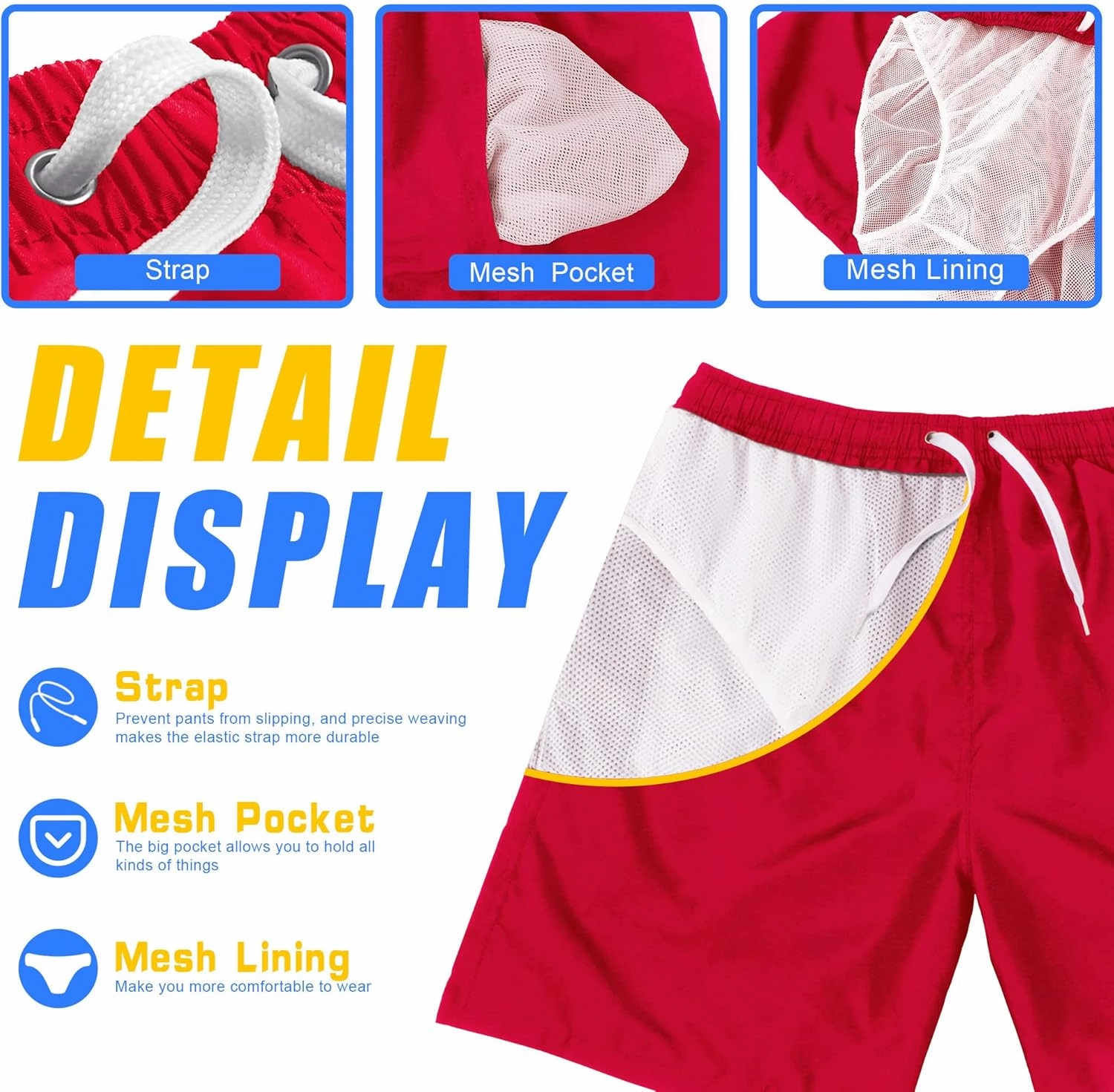 Scotamalone Mens Swim Trunks Swimming Shorts Swimwear Bathing Suits Quick Dry 7 Inch with Mesh Lining