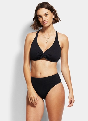 Seafolly High Waist Retro Bikini Pants - Black