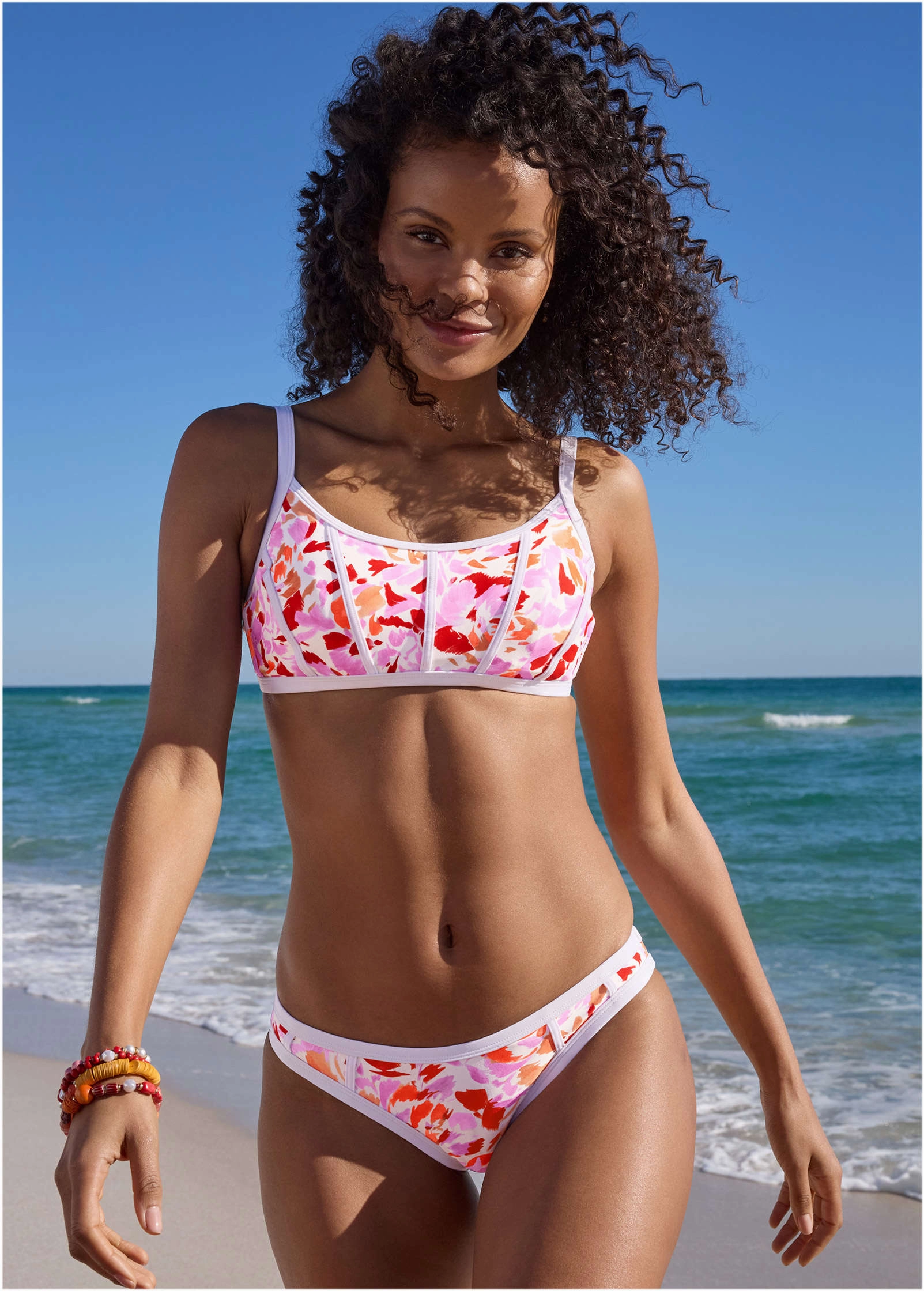 Seam Detail Oahu Underwire Top - Feathered Blooms