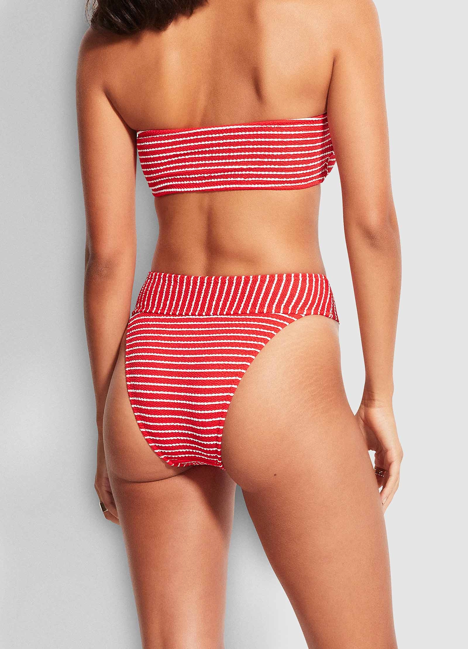 Seaside Stripe Banded Hi Rise Pant - Chilli Red