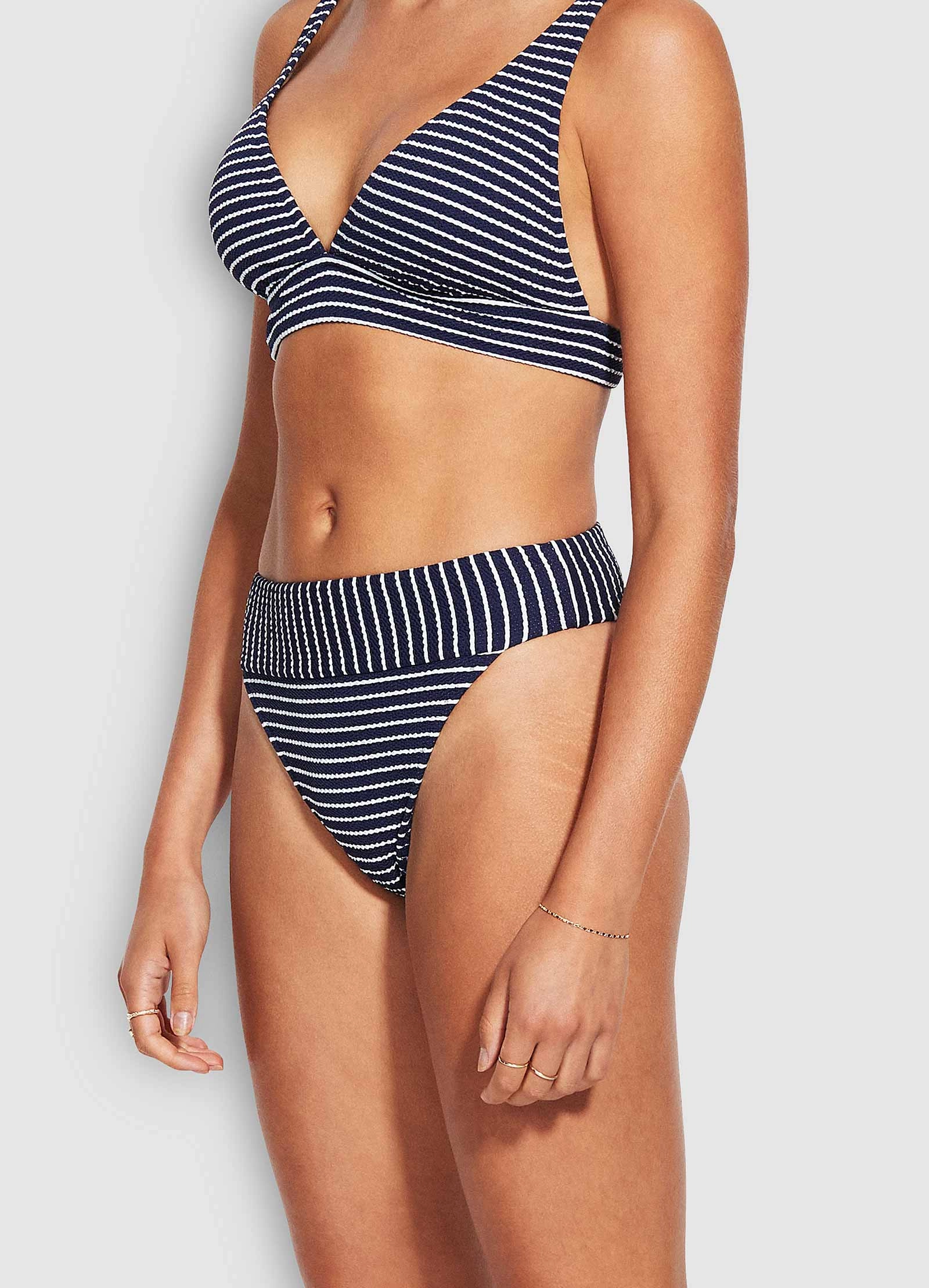 Seaside Stripe Banded Hi Rise Pant - True Navy