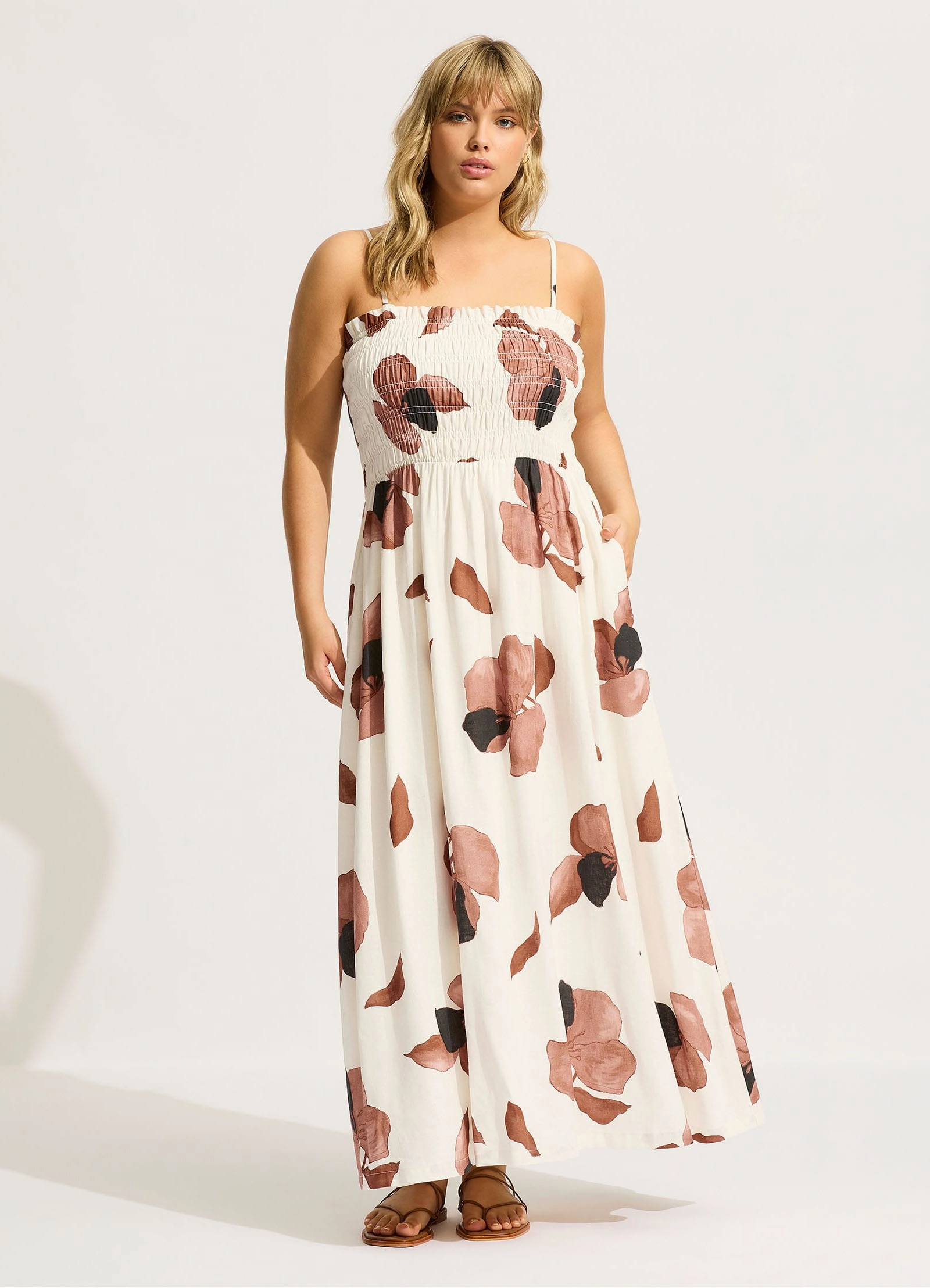 Secret Garden Shirred Maxi Dress - Black