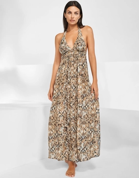 Serpent Maxi Halter Dress - Python