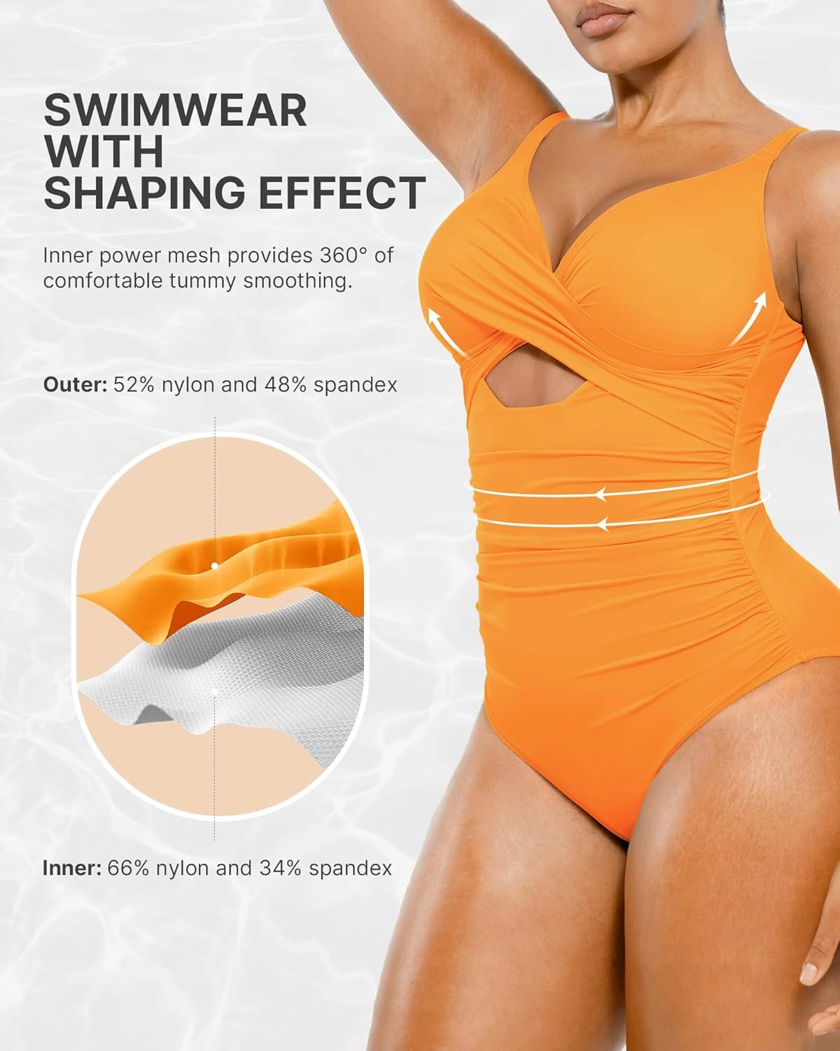 SHAPELLX Tummy Control Swimsuits Women V Neck One Piece Bathing Suit Ruched Push Up Slimming Swimwear Built-in Bra