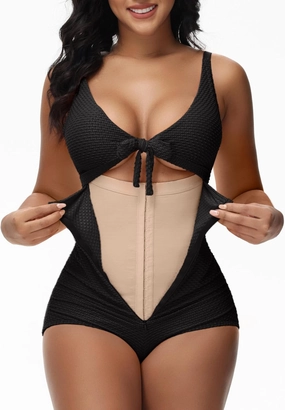 SHAPSHE Women's Tummy Control Swimsuit One Piece Slimming Bathing Suit Cutout Tie Knot Front Bikini Push Up Swimwear