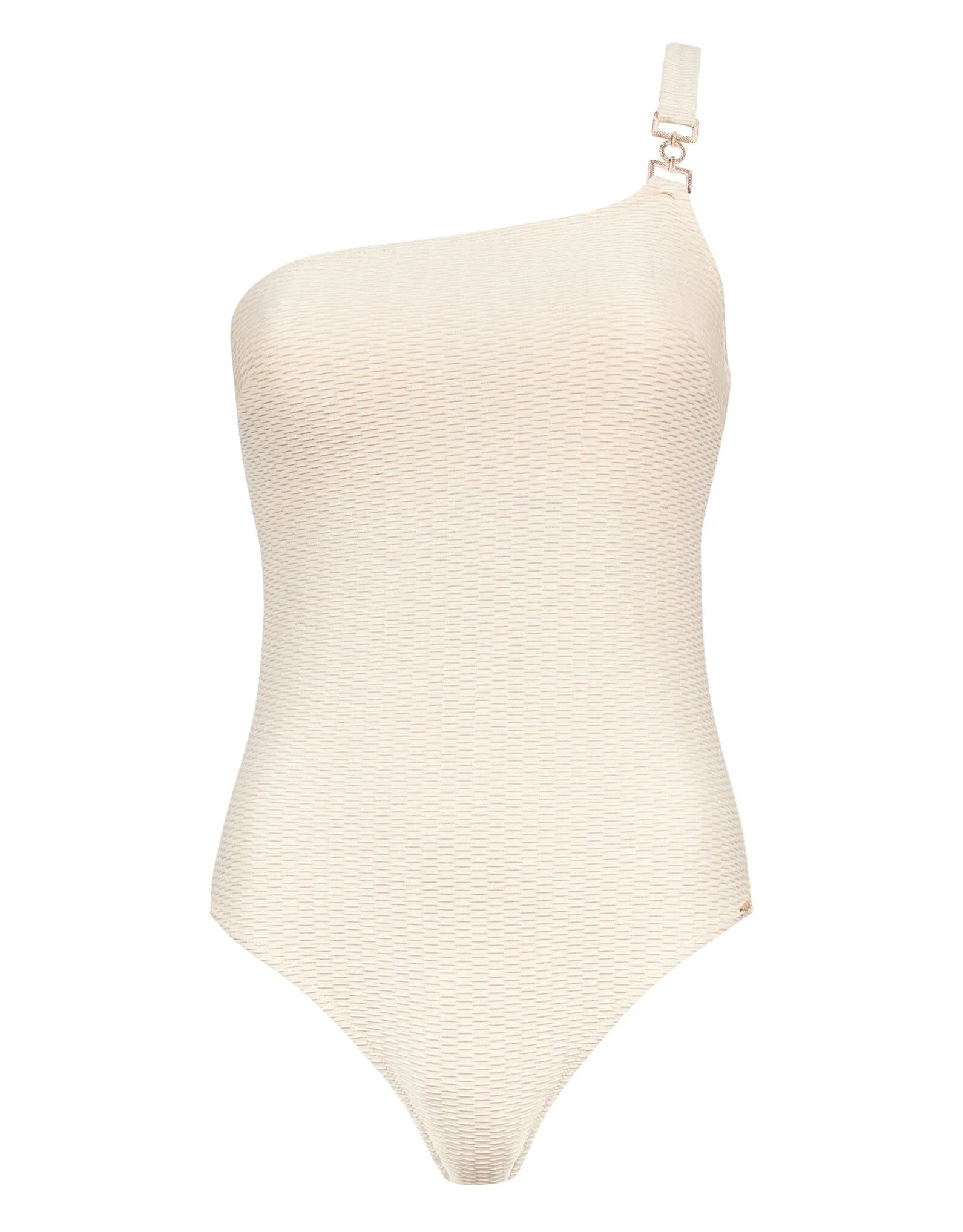 Shimmering Waters Asymmetrical One Piece Golden White